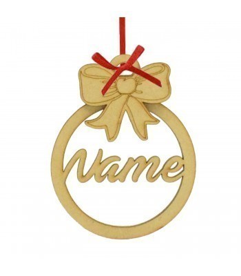 Laser Cut Personalised Christmas Name Hanging Bauble With 3D Bow